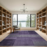 Purple Geometric Block Stripe Area Rug
