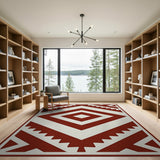 Bold Red Diamond Southwestern Rug