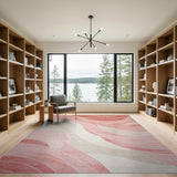 Wavy Pink Abstract Abstract Area Area Rug