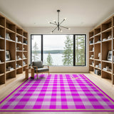 Pink Gingham Smiley Face Kids Rug