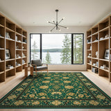 Emerald Green Persian Floral Traditional Persian Area Rug