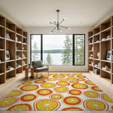 Vibrant Orange Slice Fruit Pattern Area Rug