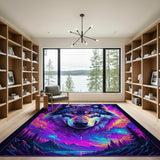 Neon Cosmic Wolf Area Rug