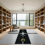 Black White Airplane Runway Area Rug