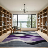 Multi-color and Patterns Layered Abstract Wave Area Rug