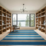 Navy and Light Blue Striped Area Rug