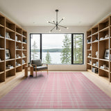Soft Pink Gingham Plaid Area Rug