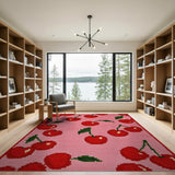 Cherry Print Pink Area Rug