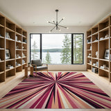 Geometric Modern Pink Radiant Pink Sunburst Geometric Area Rug
