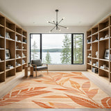 Orange Leaf Boho Area Rug