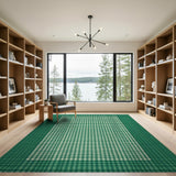 Gingham Rustic Farmhouse Green Gingham Checkered Area Rug
