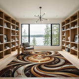 Swirling Latte Art Marble Abstract Area Rug