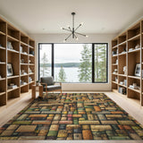 ODIKA Abstract Block Mosaic Washable Low Pile Area Rug
