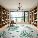 Lush Green Fern Leaf Pattern Area Rug