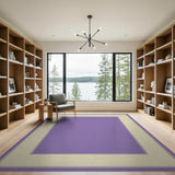 Purple Beige Bordered Geometric Area Rug