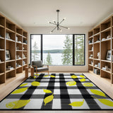 Yellow Lemon Gingham Area Rug