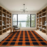 Orange Bold Orange Black Buffalo Check Area Rug