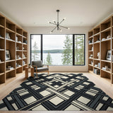 Grey Interwoven Lattice Geometric Area Rug
