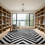 Black and White Bold Zigzag Black White Geometric Area Rug
