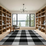 Black White Buffalo Check Rustic Farmhouse Rug