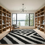 Bold Black and White Bold Black White Zigzag Geometric Area Rug