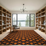 Orange Bold Orange Black Geometric Area Rug