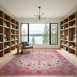 Vibrant Pink Floral Persian Pink Area Rug