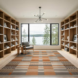 Bold Orange Geometric Striped Area Rug