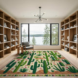 Southwestern Desert Cactus Garden Rug