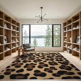 Brown Tan Leopard Print Area Rug
