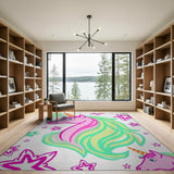 Multi-color and Patterns Magical Unicorn Kids Area Rug with Stars