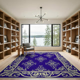 Navy Blue Ornate Persian Motif Area Rug