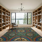 Vibrant Compass Mosaic Area Rug
