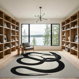 Black Coiled Snake Area Rug