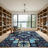 Distressed Geometric Multi-Color Area Rug