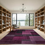 Purple Patchwork Geometric Area Rug
