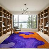Abstract Wavy Purple Orange Area Rug