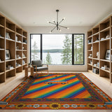 Rainbow VW Bus Boho Area Rug