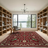 Red Traditional Persian Elegant Red Floral Persian Area Rug