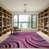 Multi-color and Patterns Wavy Pink Black Abstract Area Rug