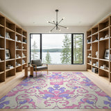 Ornate Pink Purple Floral Vintage Area Rug