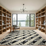 Tribal Dragon Motif Beige Area Rug