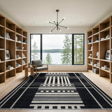 Bold Black White Grid Geometric Area Rug