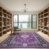Purple Traditional Persian Floral Medallion Rug