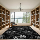 Vintage Film Camera Black and White Area Rug