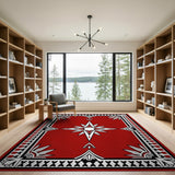 Red Red Starburst Southwestern Area Rug
