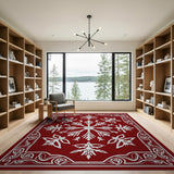 Ornate Red Snowflake Medallion Rug