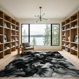 Abstract Ink Splash Black White Area Rug