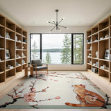 Cherry Blossom Tabby Cat Area Rug