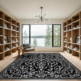 Ornate Black White Persian No. 5 Area Rug